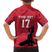 Custom Haiti Football Kid Hawaiian Shirt Come on Les Grenadiers Red Style