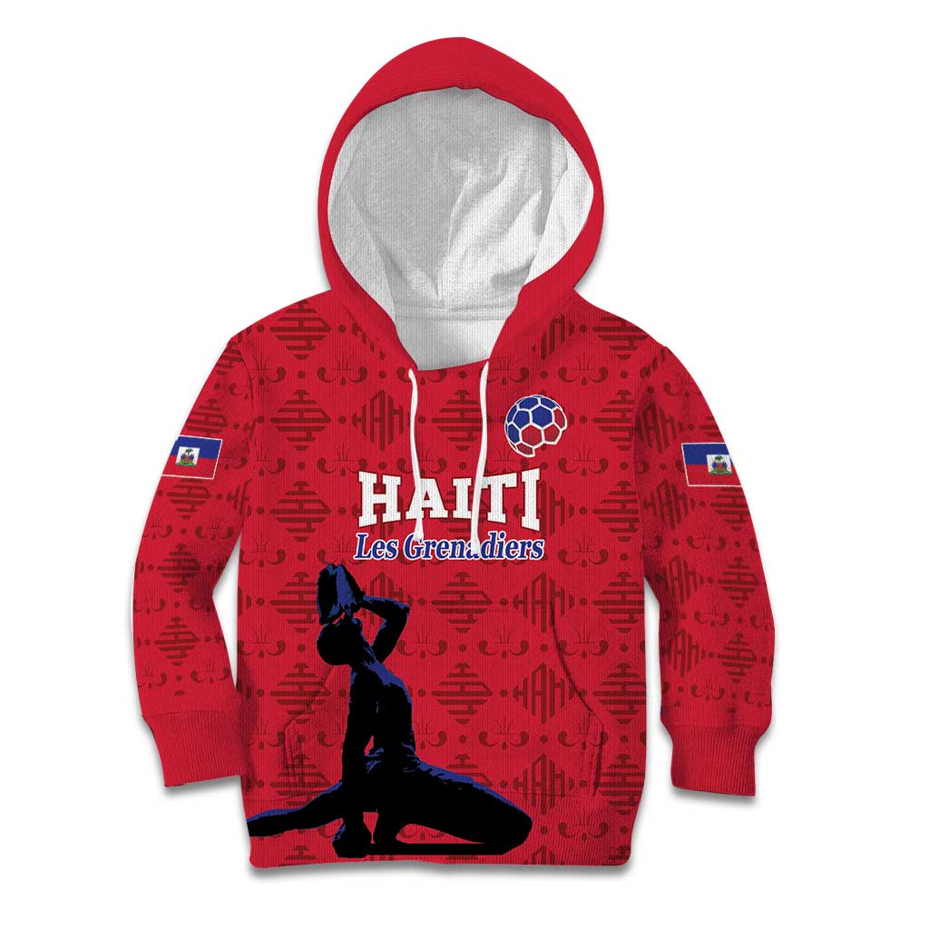 Custom Haiti Football Kid Hoodie Come on Les Grenadiers Red Style