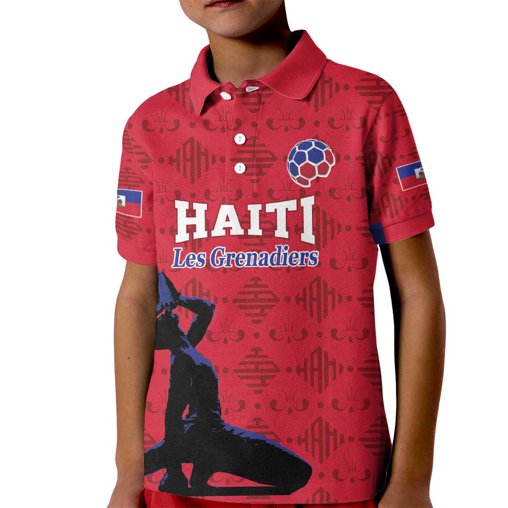 Custom Haiti Football Kid Polo Shirt Come on Les Grenadiers Red Style