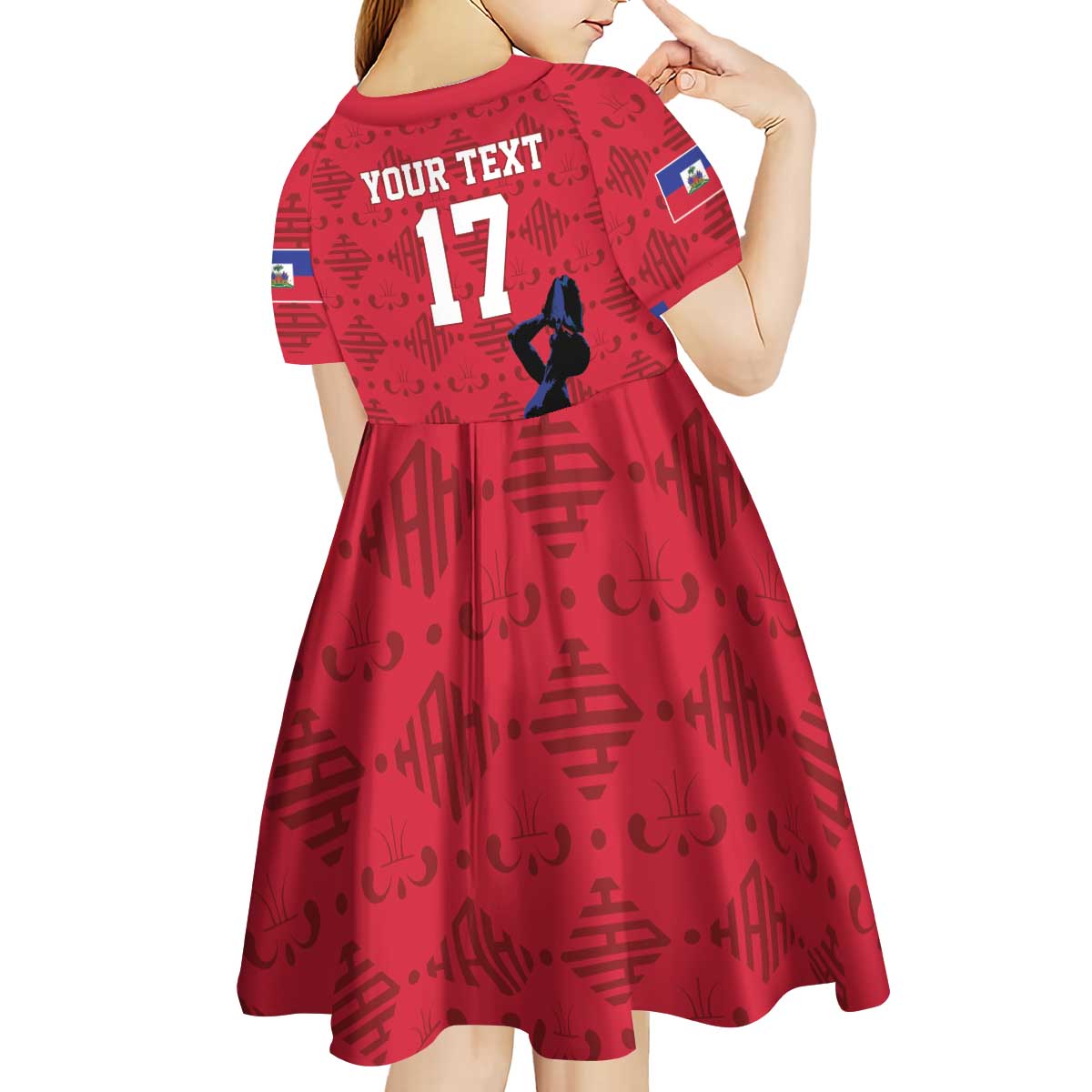 Custom Haiti Football Kid Short Sleeve Dress Come on Les Grenadiers Red Style