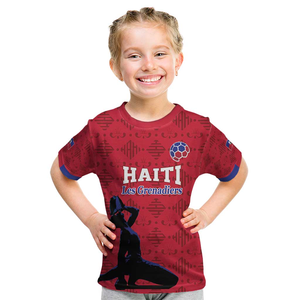 Custom Haiti Football Kid T Shirt Come on Les Grenadiers Red Style