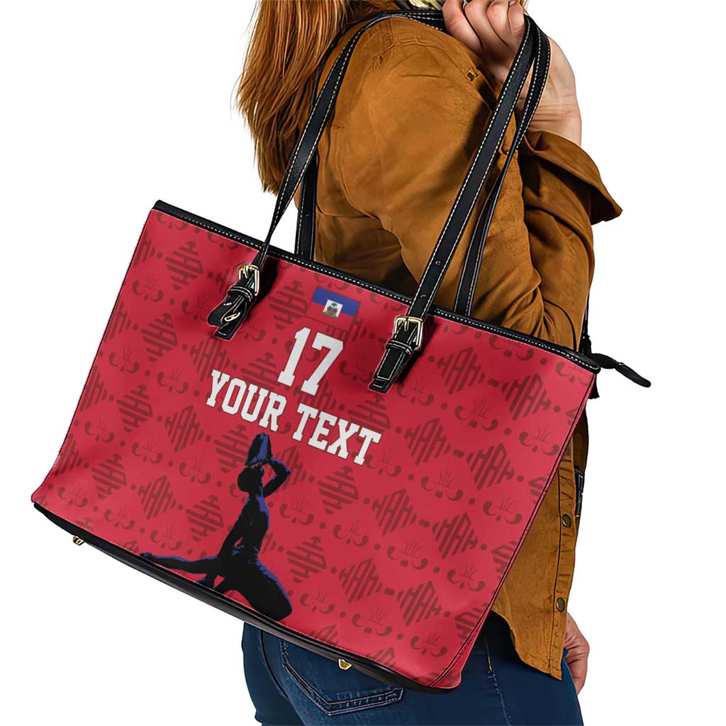 Custom Haiti Football Leather Tote Bag Come on Les Grenadiers Red Style