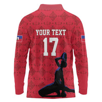 Custom Haiti Football Long Sleeve Polo Shirt Come on Les Grenadiers Red Style