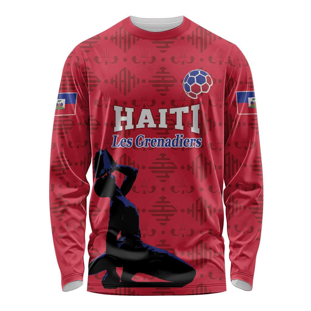 Custom Haiti Football Long Sleeve Shirt Come on Les Grenadiers Red Style