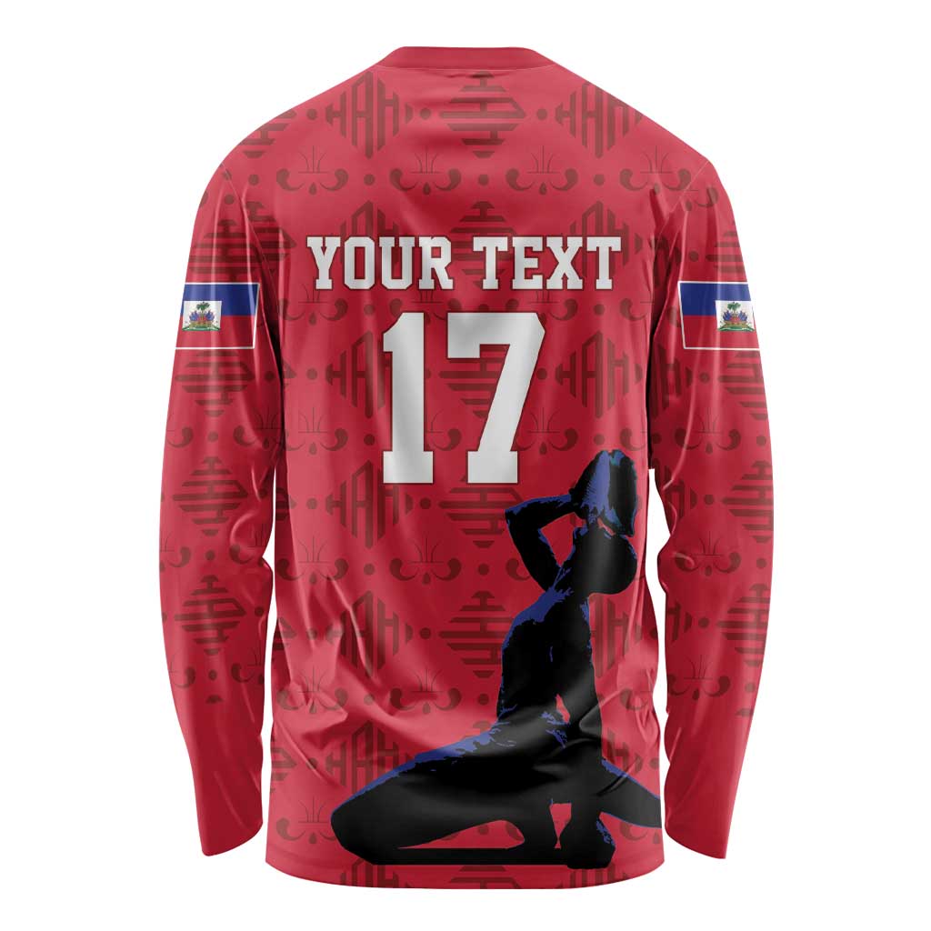 Custom Haiti Football Long Sleeve Shirt Come on Les Grenadiers Red Style