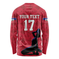 Custom Haiti Football Long Sleeve Shirt Come on Les Grenadiers Red Style