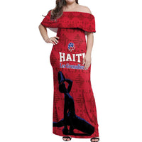 Custom Haiti Football Off Shoulder Maxi Dress Come on Les Grenadiers Red Style