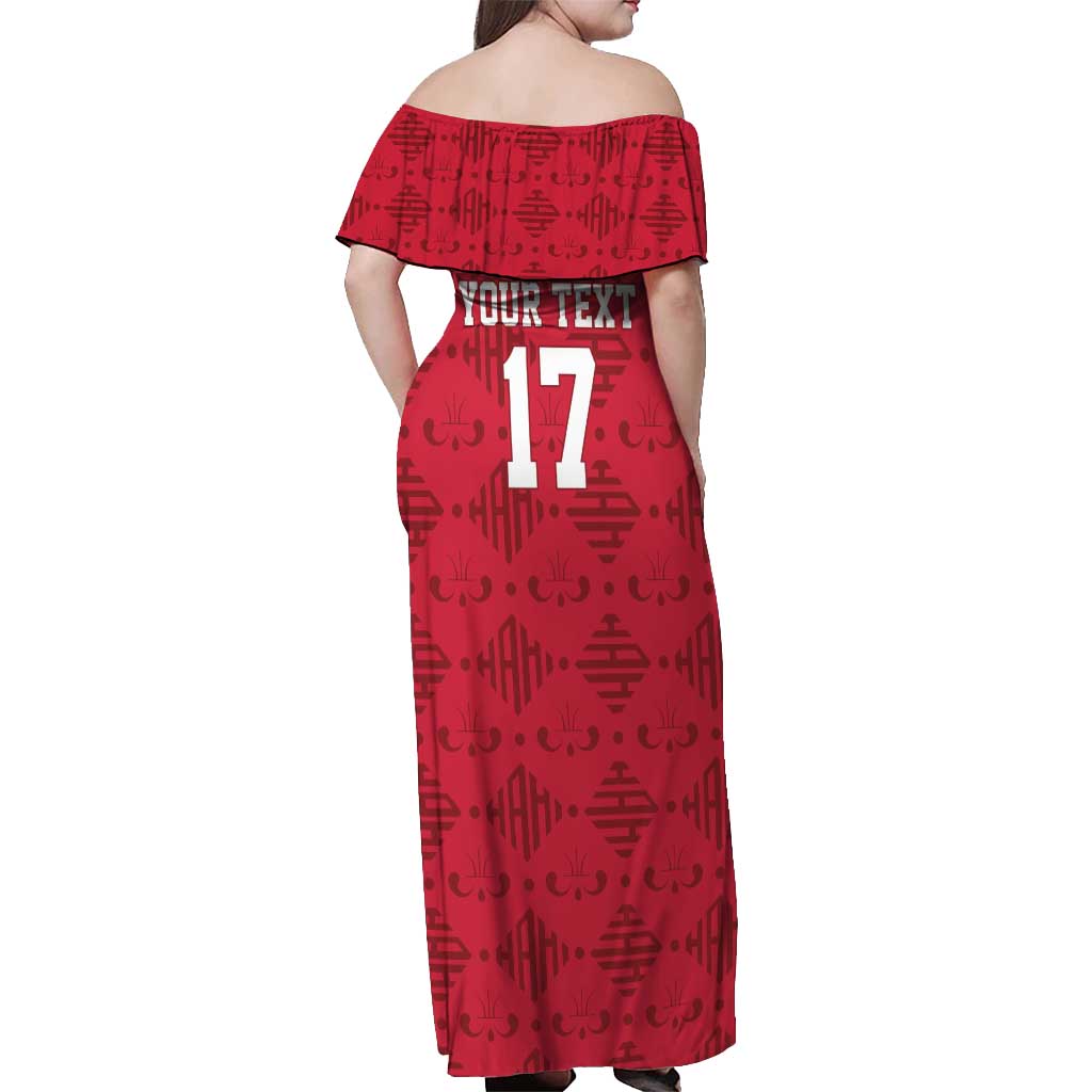 Custom Haiti Football Off Shoulder Maxi Dress Come on Les Grenadiers Red Style