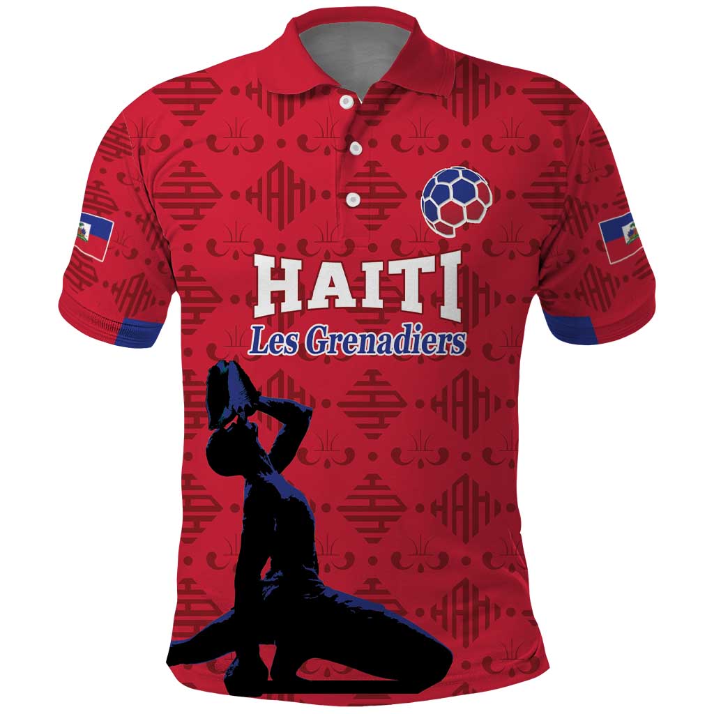 Custom Haiti Football Polo Shirt Come on Les Grenadiers Red Style