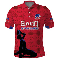 Custom Haiti Football Polo Shirt Come on Les Grenadiers Red Style