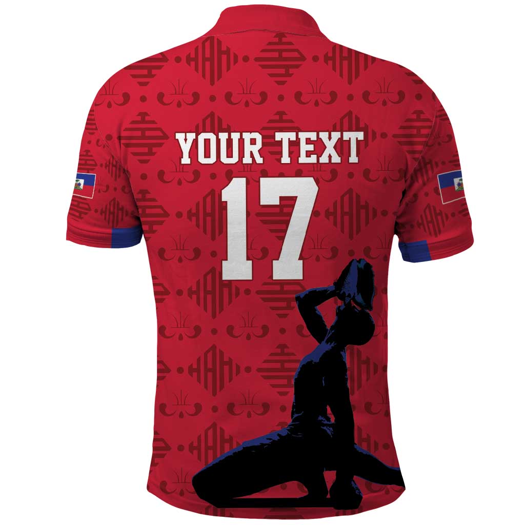Custom Haiti Football Polo Shirt Come on Les Grenadiers Red Style