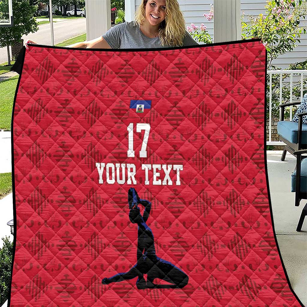 Custom Haiti Football Quilt Come on Les Grenadiers Red Style