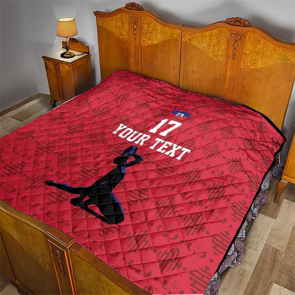 Custom Haiti Football Quilt Come on Les Grenadiers Red Style