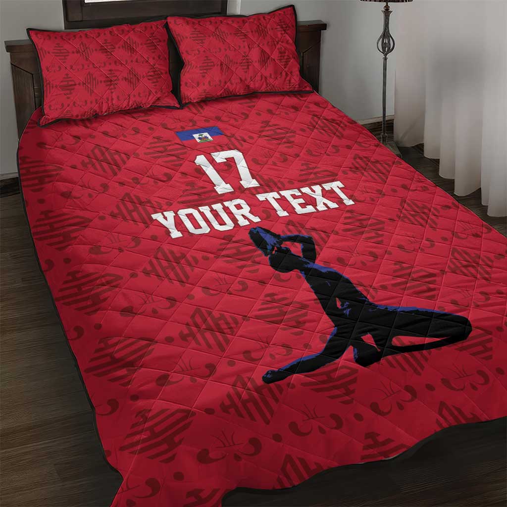 Custom Haiti Football Quilt Bed Set Come on Les Grenadiers Red Style