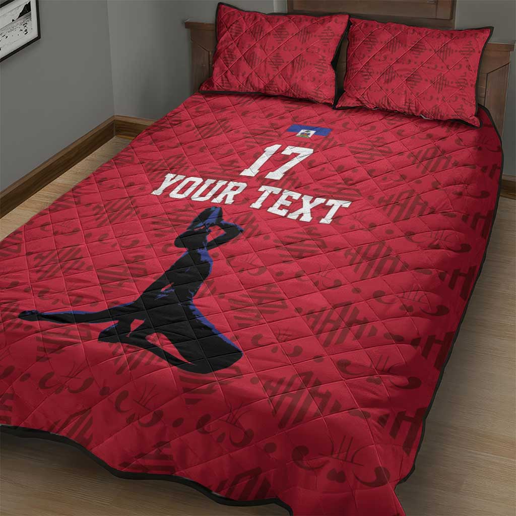 Custom Haiti Football Quilt Bed Set Come on Les Grenadiers Red Style