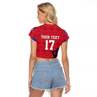 Custom Haiti Football Raglan Cropped T Shirt Come on Les Grenadiers Red Style