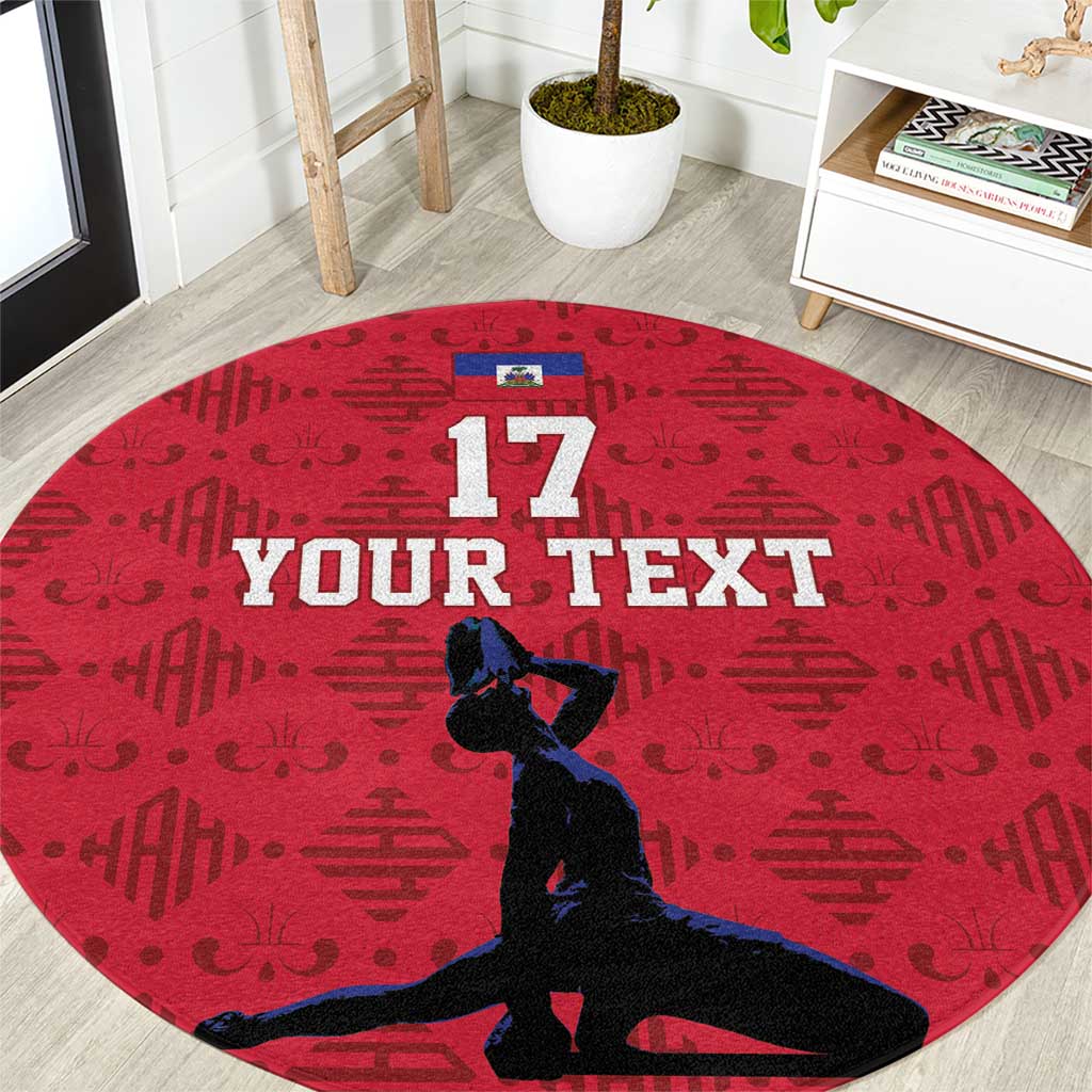 Custom Haiti Football Round Carpet Come on Les Grenadiers Red Style