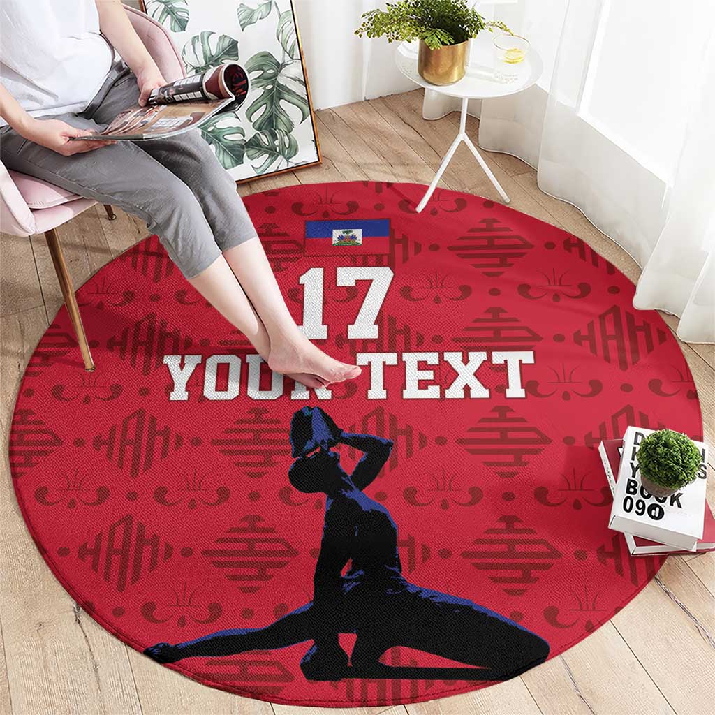 Custom Haiti Football Round Carpet Come on Les Grenadiers Red Style
