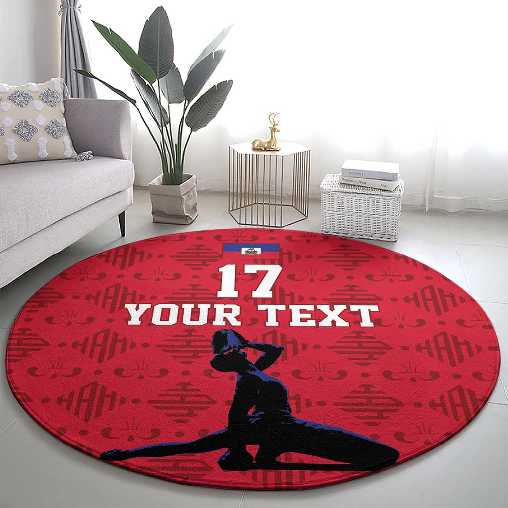Custom Haiti Football Round Carpet Come on Les Grenadiers Red Style