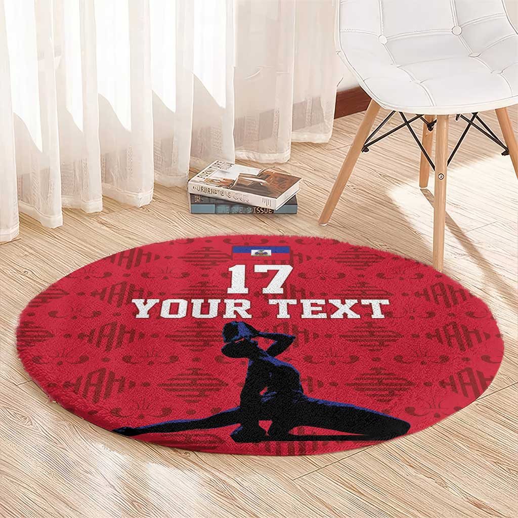 Custom Haiti Football Round Carpet Come on Les Grenadiers Red Style
