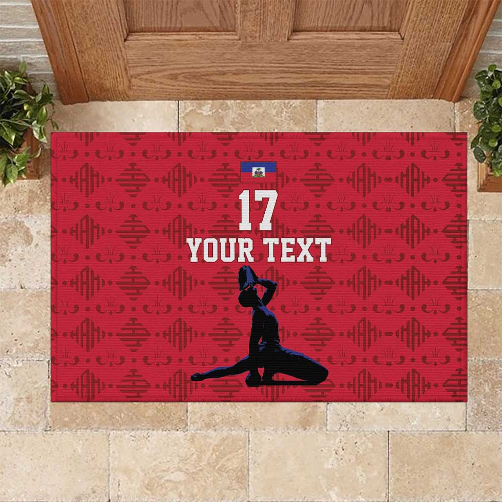 Custom Haiti Football Rubber Doormat Come on Les Grenadiers Red Style