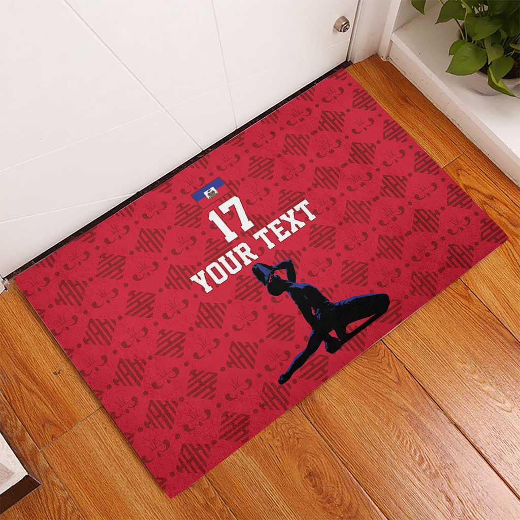 Custom Haiti Football Rubber Doormat Come on Les Grenadiers Red Style