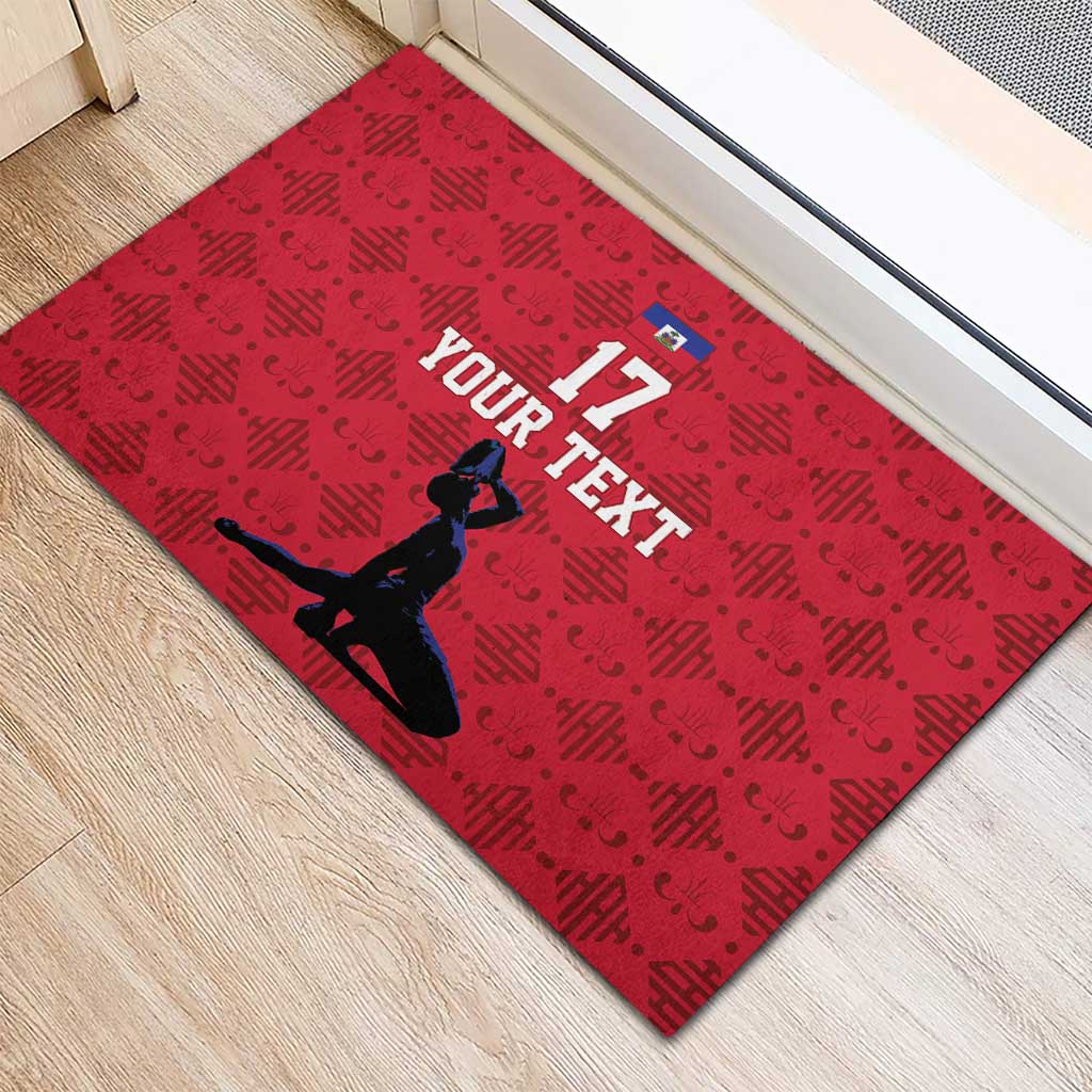 Custom Haiti Football Rubber Doormat Come on Les Grenadiers Red Style
