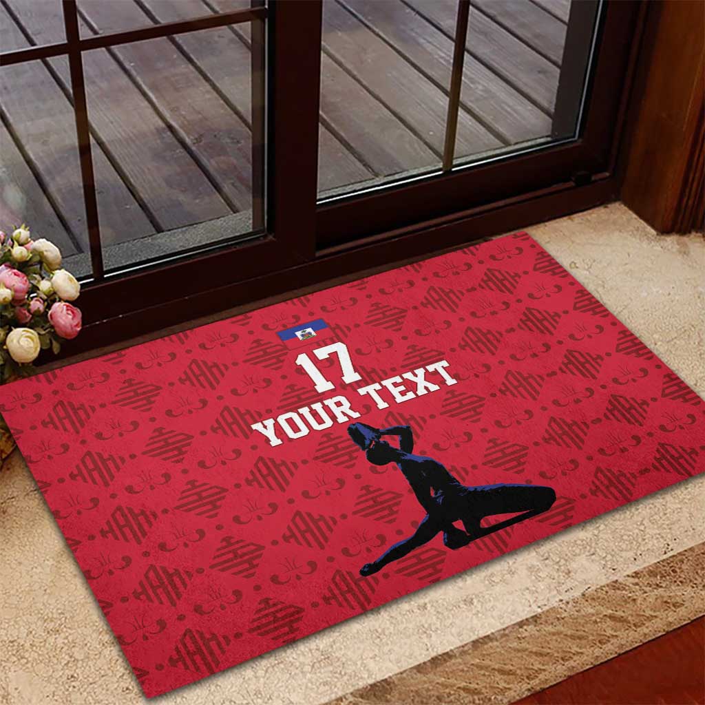 Custom Haiti Football Rubber Doormat Come on Les Grenadiers Red Style