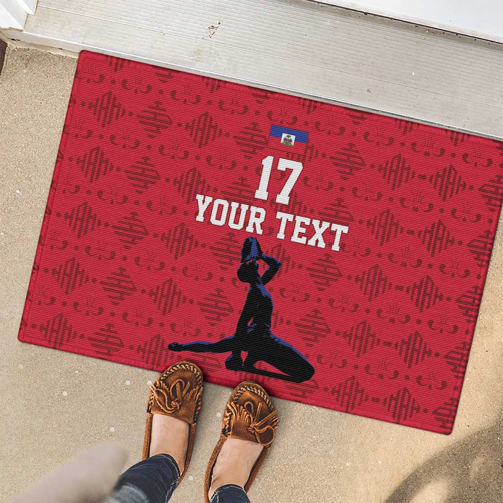 Custom Haiti Football Rubber Doormat Come on Les Grenadiers Red Style