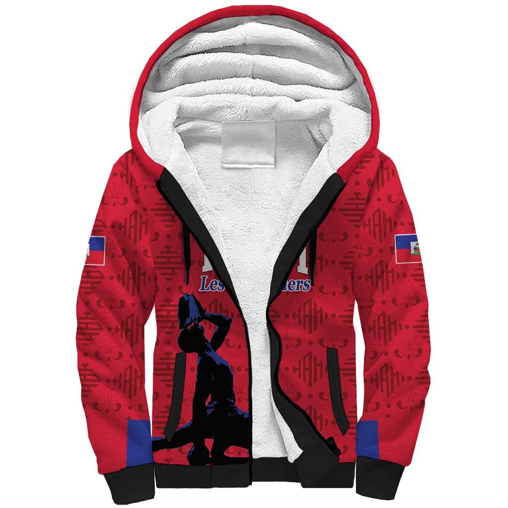 Custom Haiti Football Sherpa Hoodie Come on Les Grenadiers Red Style