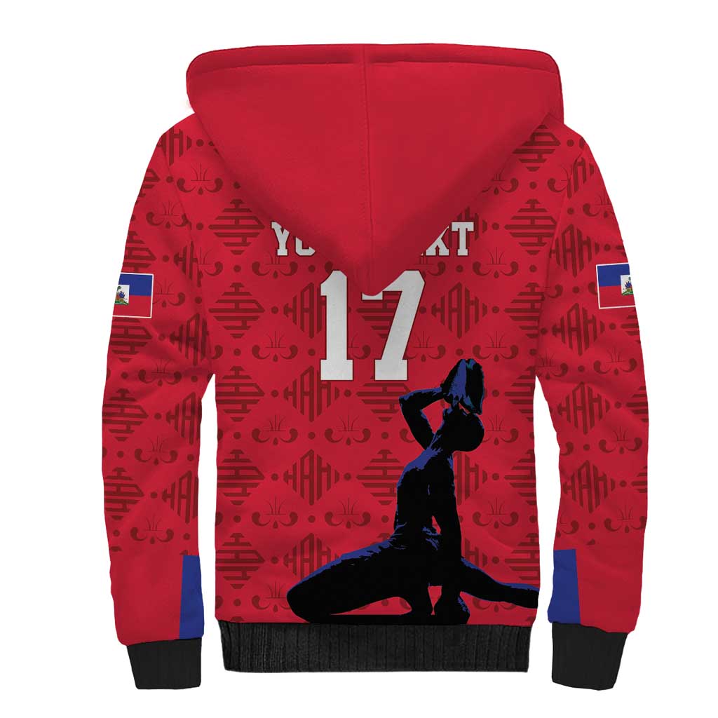 Custom Haiti Football Sherpa Hoodie Come on Les Grenadiers Red Style