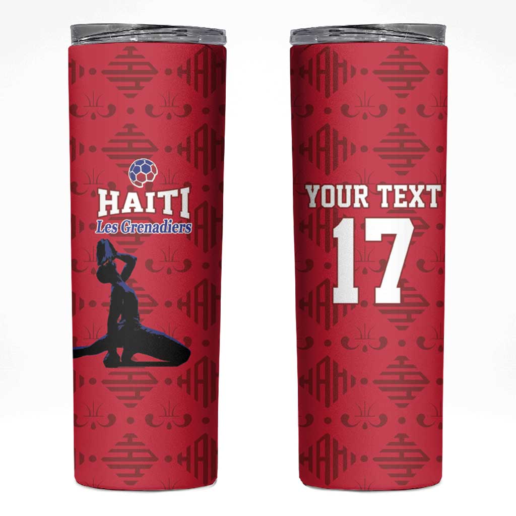 Custom Haiti Football Skinny Tumbler Come on Les Grenadiers Red Style