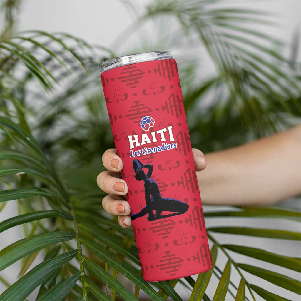 Custom Haiti Football Skinny Tumbler Come on Les Grenadiers Red Style