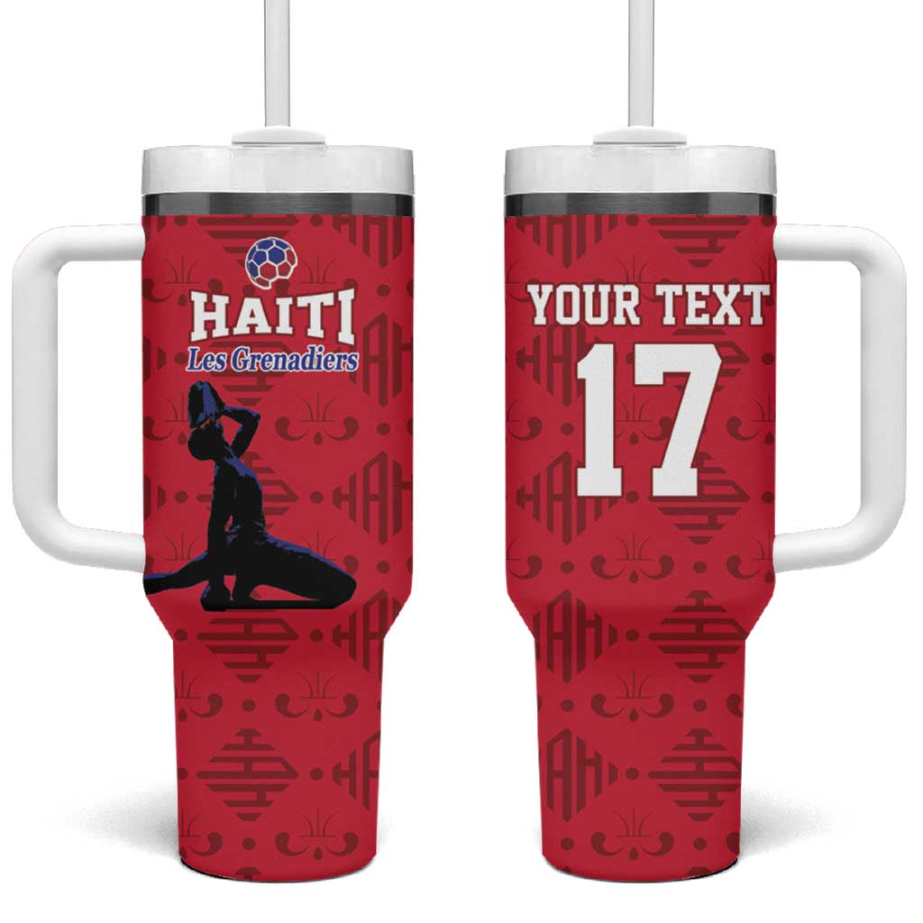 Custom Haiti Football Tumbler With Handle Come on Les Grenadiers Red Style