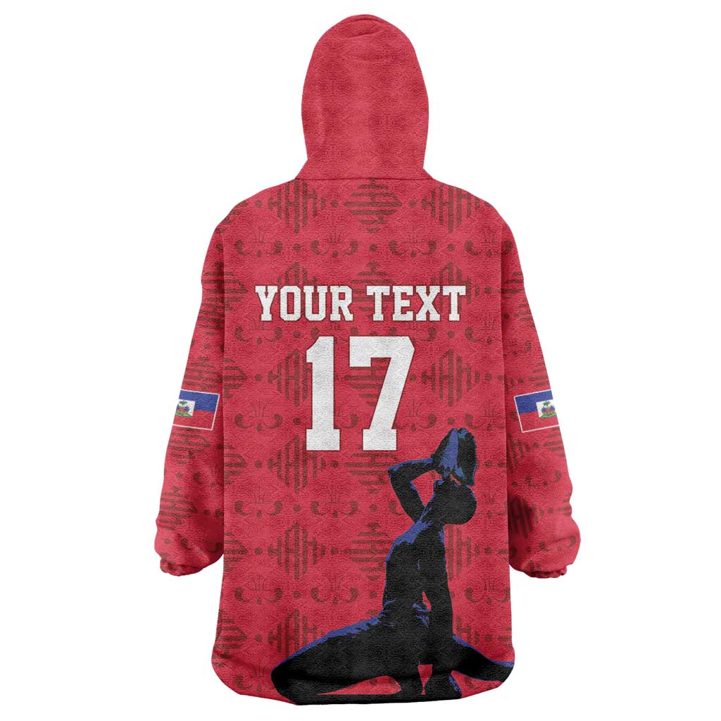 Custom Haiti Football Wearable Blanket Hoodie Come on Les Grenadiers Red Style