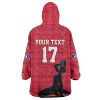 Custom Haiti Football Wearable Blanket Hoodie Come on Les Grenadiers Red Style