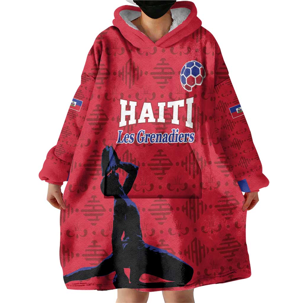 Custom Haiti Football Wearable Blanket Hoodie Come on Les Grenadiers Red Style