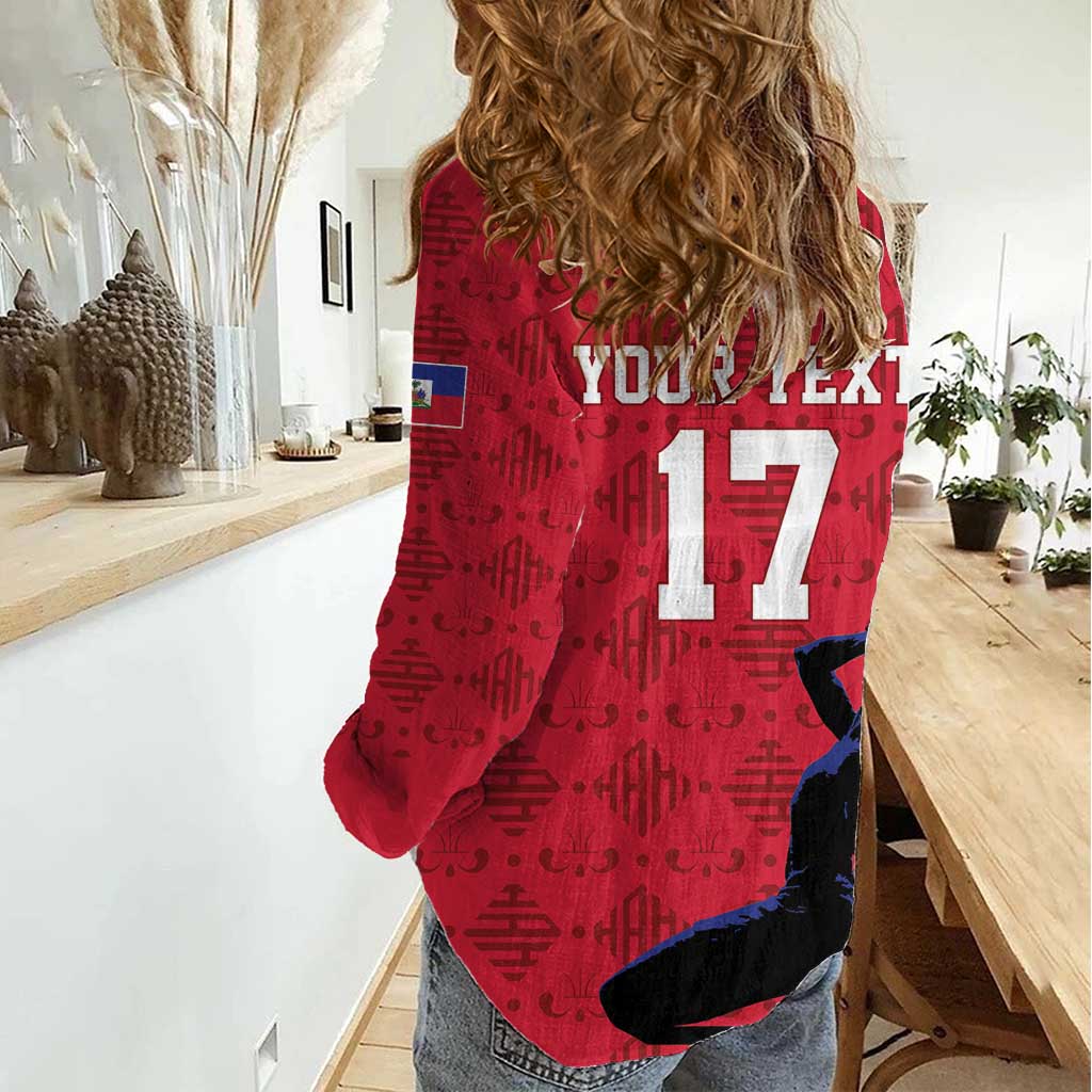 Custom Haiti Football Women Casual Shirt Come on Les Grenadiers Red Style