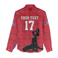 Custom Haiti Football Women Casual Shirt Come on Les Grenadiers Red Style