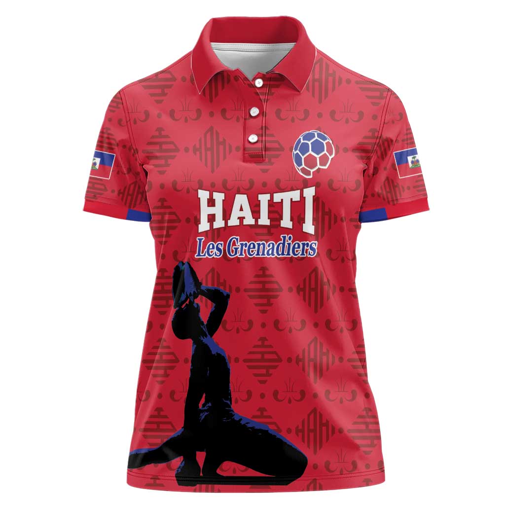 Custom Haiti Football Women Polo Shirt Come on Les Grenadiers Red Style