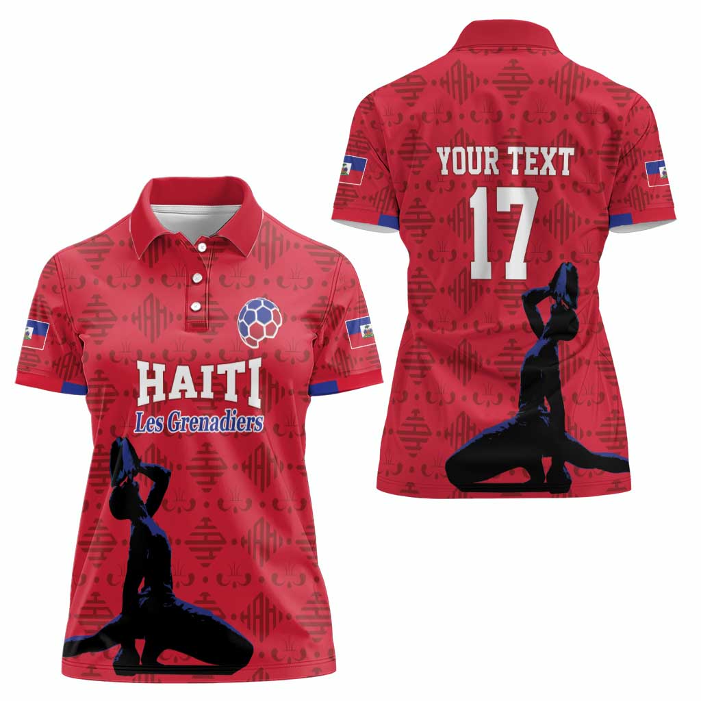 Custom Haiti Football Women Polo Shirt Come on Les Grenadiers Red Style