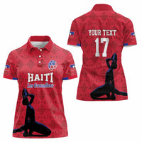 Custom Haiti Football Women Polo Shirt Come on Les Grenadiers Red Style