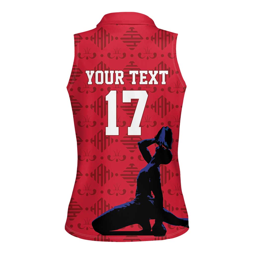Custom Haiti Football Women Sleeveless Polo Shirt Come on Les Grenadiers Red Style