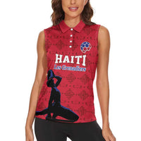 Custom Haiti Football Women Sleeveless Polo Shirt Come on Les Grenadiers Red Style