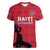 Custom Haiti Football Women V-Neck T-Shirt Come on Les Grenadiers Red Style