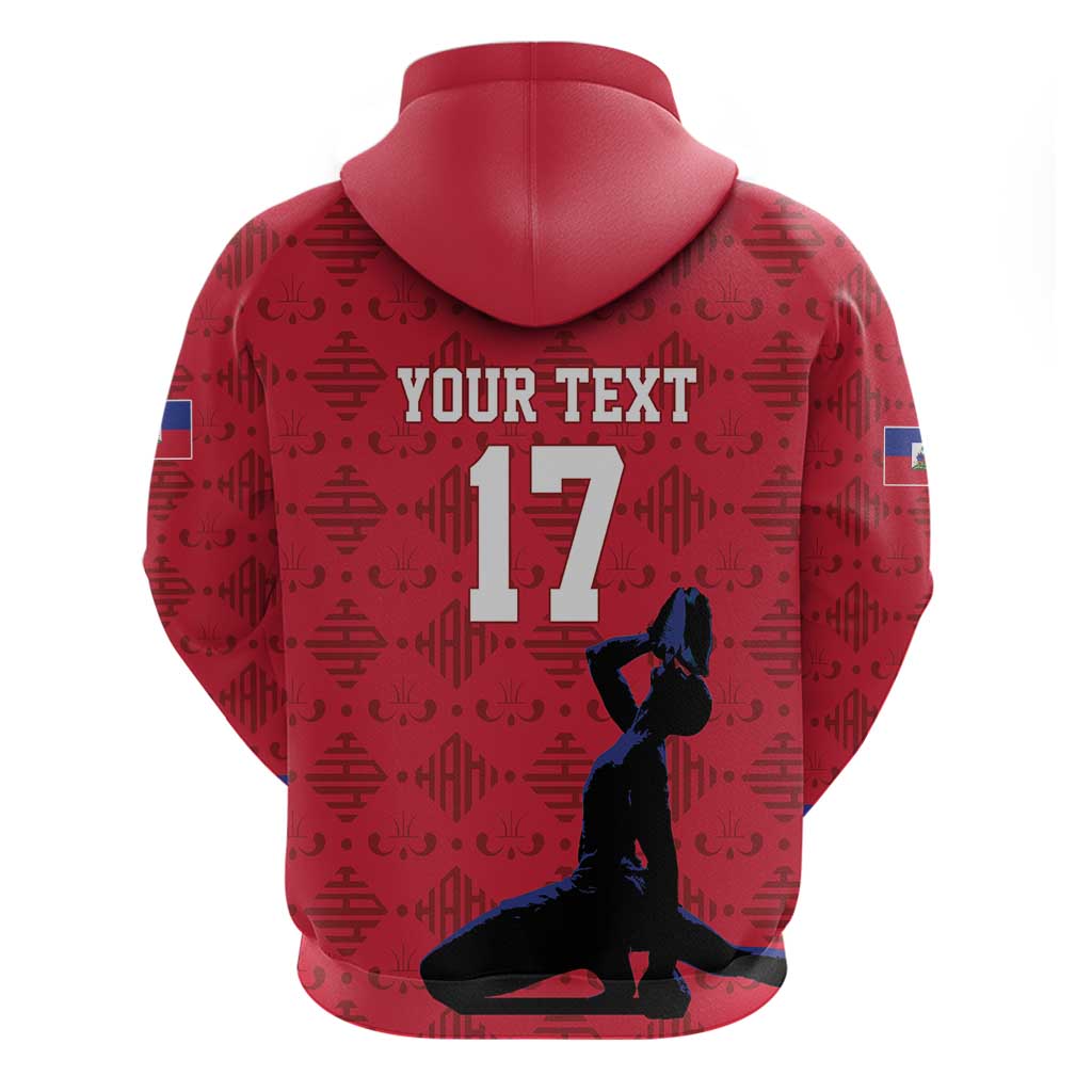 Custom Haiti Football Zip Hoodie Come on Les Grenadiers Red Style