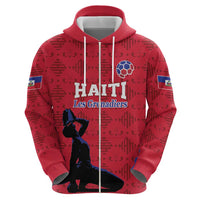 Custom Haiti Football Zip Hoodie Come on Les Grenadiers Red Style