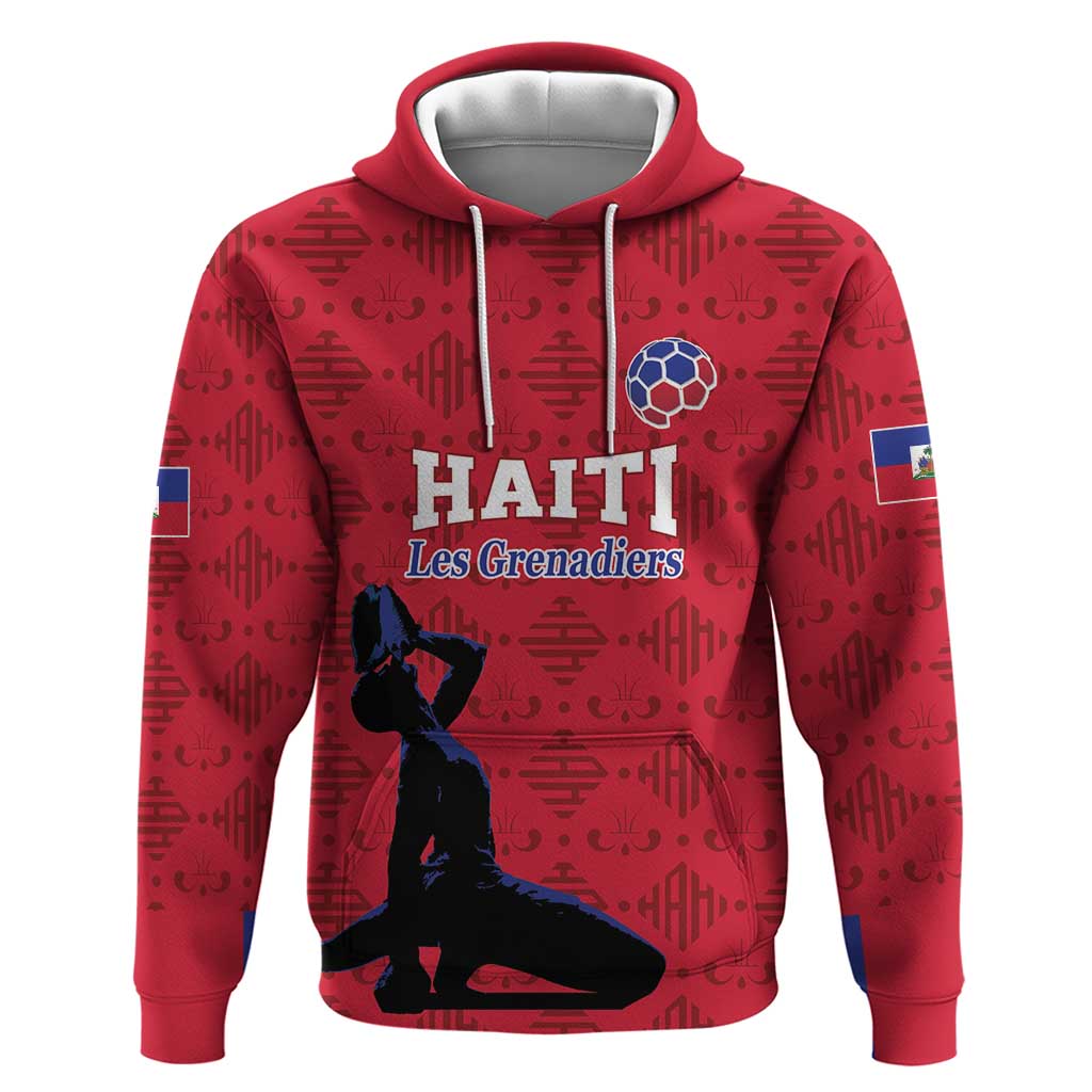 Custom Haiti Football Zip Hoodie Come on Les Grenadiers Red Style