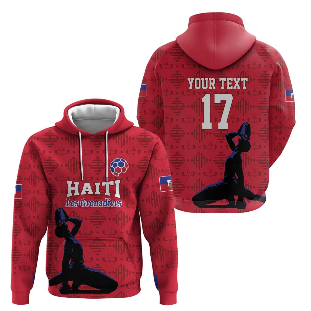 Custom Haiti Football Zip Hoodie Come on Les Grenadiers Red Style