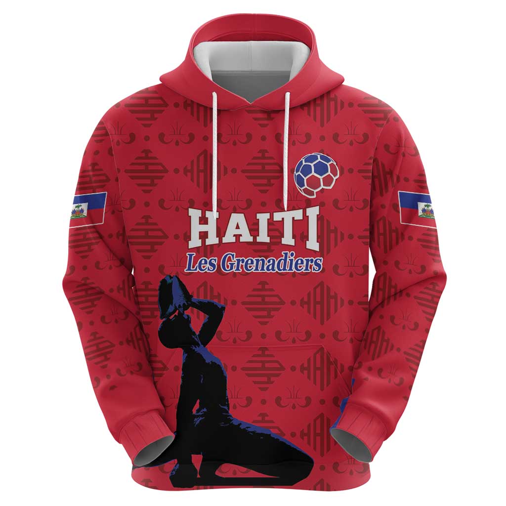 Custom Haiti Football Zip Hoodie Come on Les Grenadiers Red Style